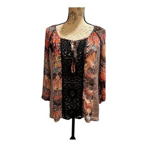 GORGEOUS Cynthia Rowley Floral & Lace Chiffon Tunic S